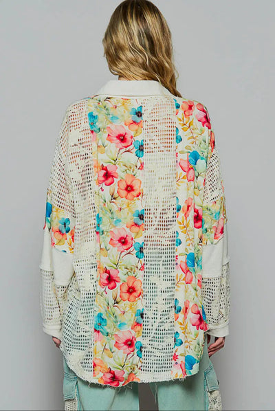 Balloon Sleeve Floral Printed Shirt