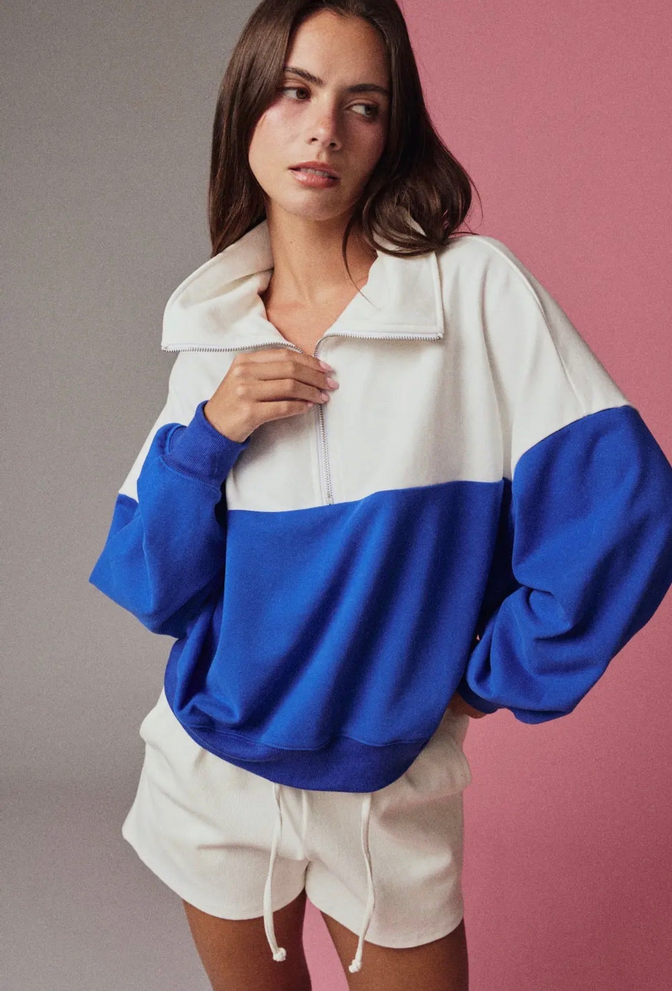 Color-block Half-Zip Pullover