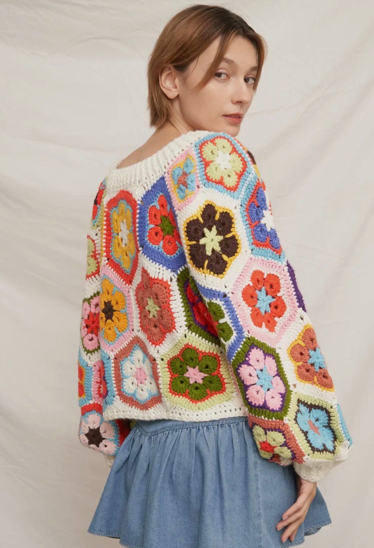 Chunky Oversized Granny Squared Crochet Sweater