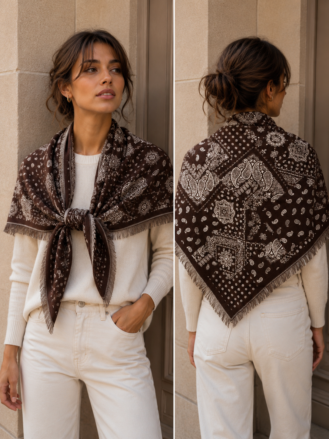 Café Paisley 2-in-1 Triangle Scarf