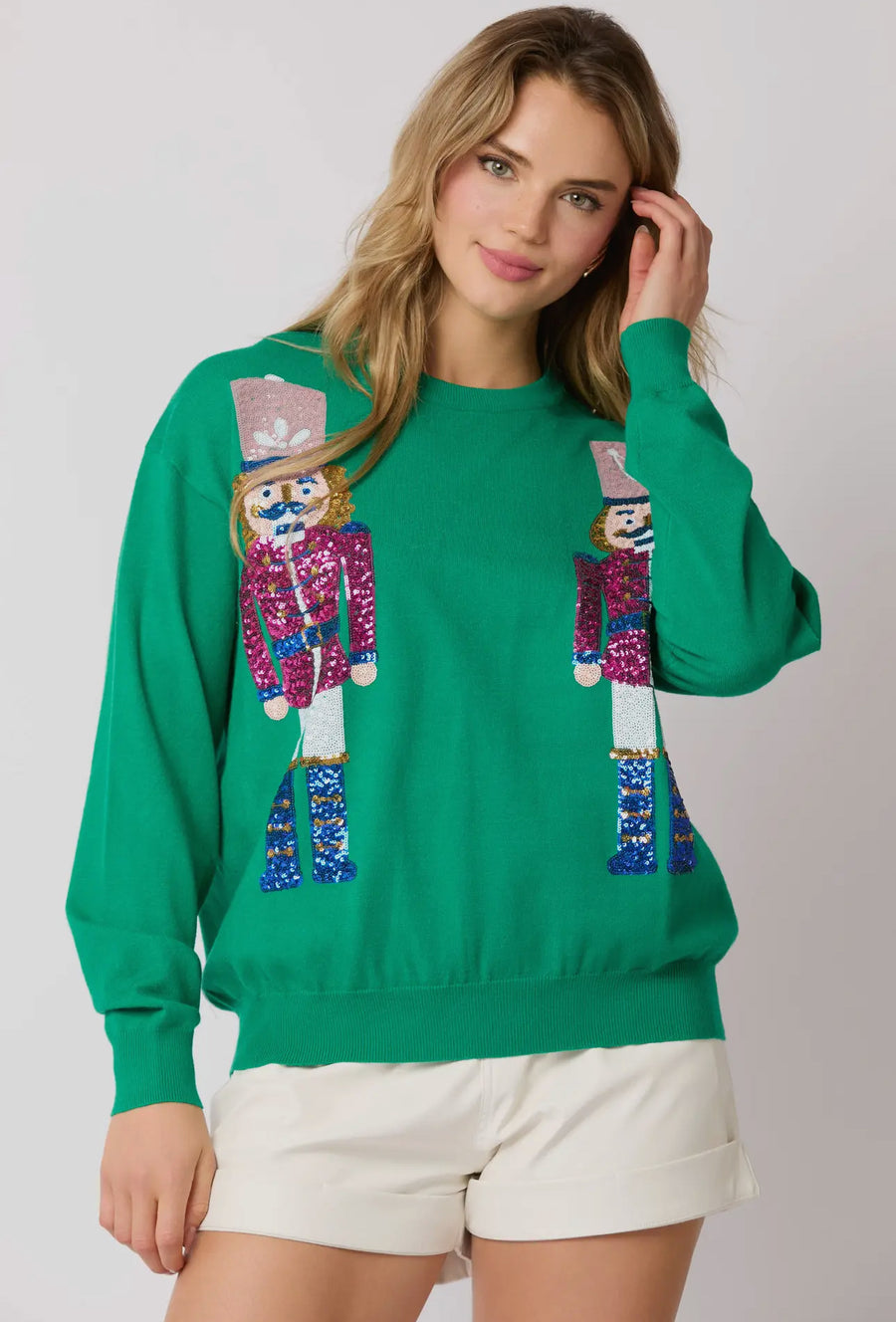 Sequin Nutcracker Sweater - Green