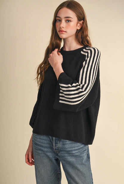 Classic Striped Sleeve Sweater