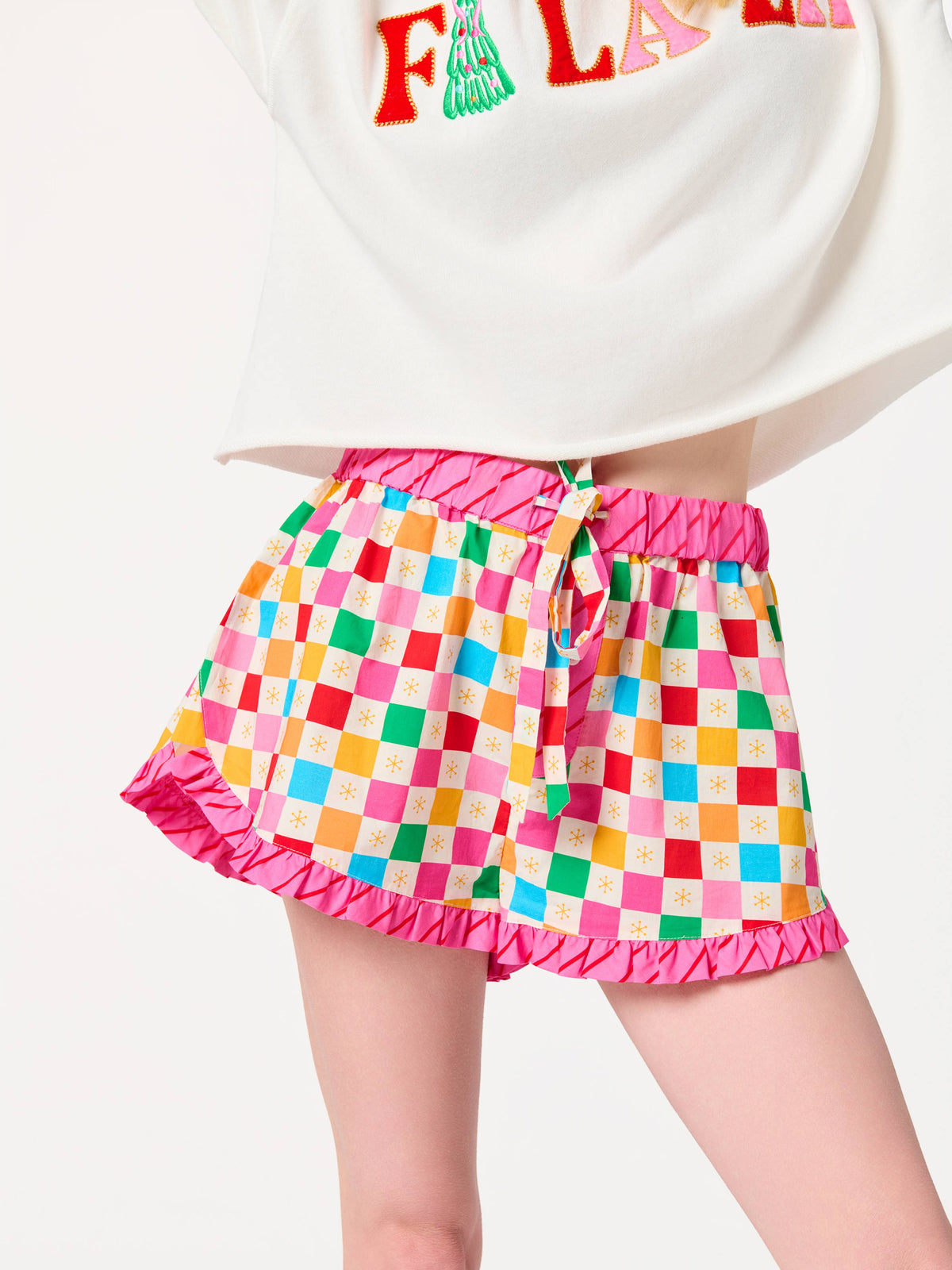 Christmas Confetti Ruffle Shorts