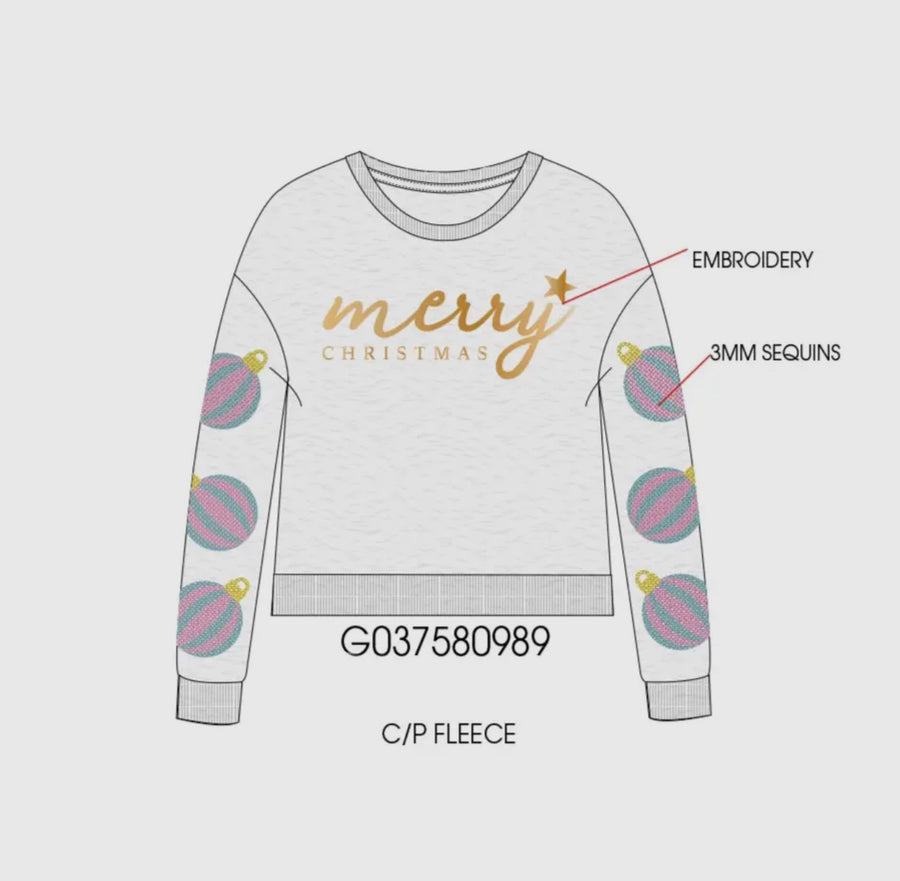 Tween: Merry Christmas Ornament Sweatshirt