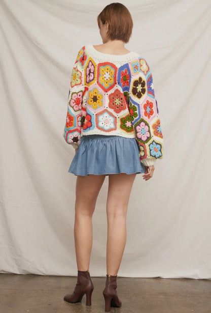 Chunky Oversized Granny Squared Crochet Sweater