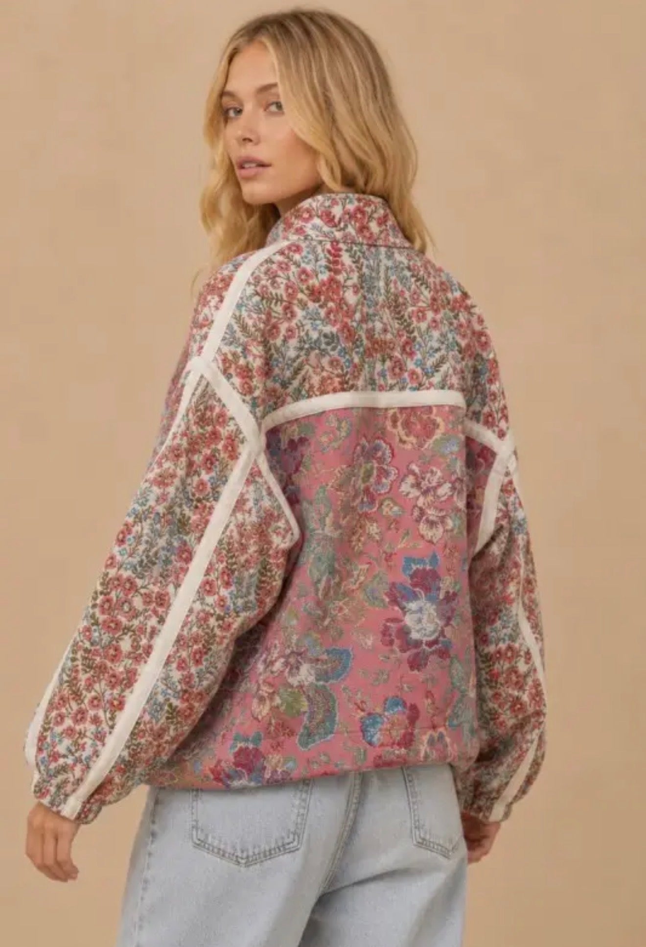 Floral Quilted Zip Up Jacket
