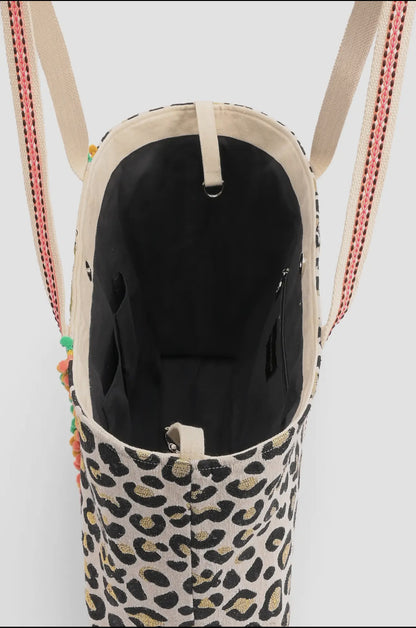 Beaded Leopard Tote Bag