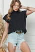Black Wide Shoulder Turtle Neck Top