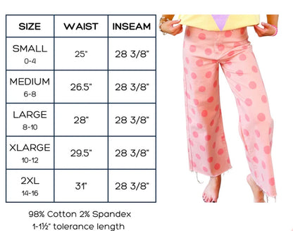 BIG POLKA DOT STRETCHY IVORY DENIM PANTS