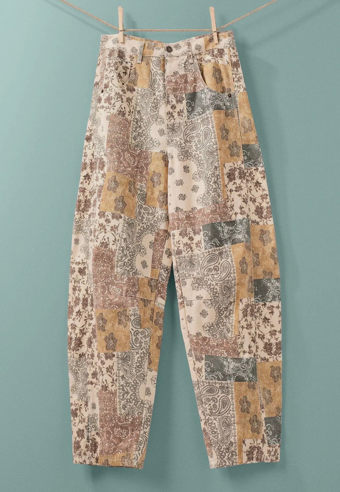 Boho Patchwork Wide Leg Pants