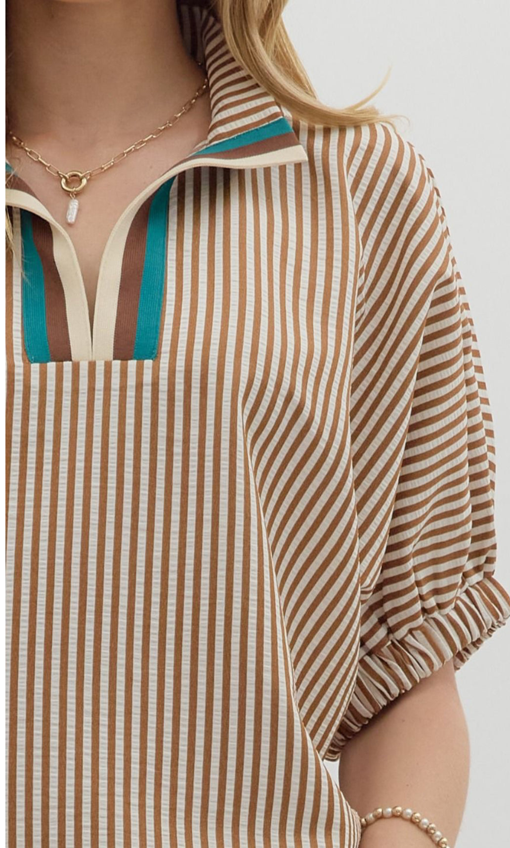 Faye Carmel Stripped Embroidered Top