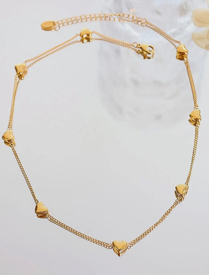 VIVRE 18K GOLD NON-TARNISH PETITE HEART BRACELET, NECKLACE: YELLOW GOLD / NECKLACE