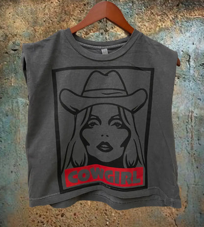 Cowgirl Boxed Muscle Crop Top