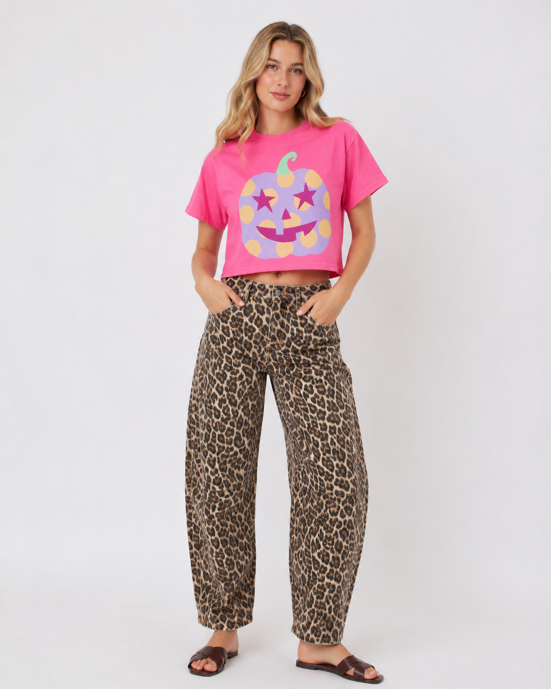 Polka Dot Jack-O-Lantern Crop Tee