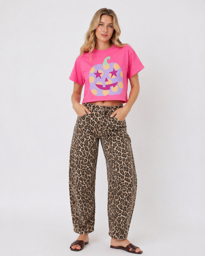 Polka Dot Jack-O-Lantern Crop Tee