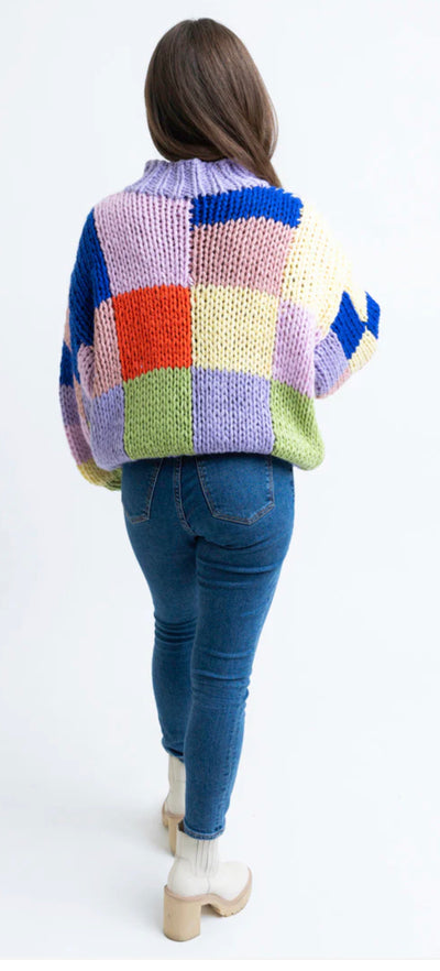 KARLIE: Color Block Crochet Sweater