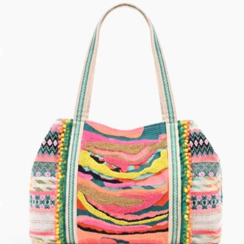 DAPHNE EMBELLISHED TOTE-MULTI-COLORED HAND BEADED TOTE BAG