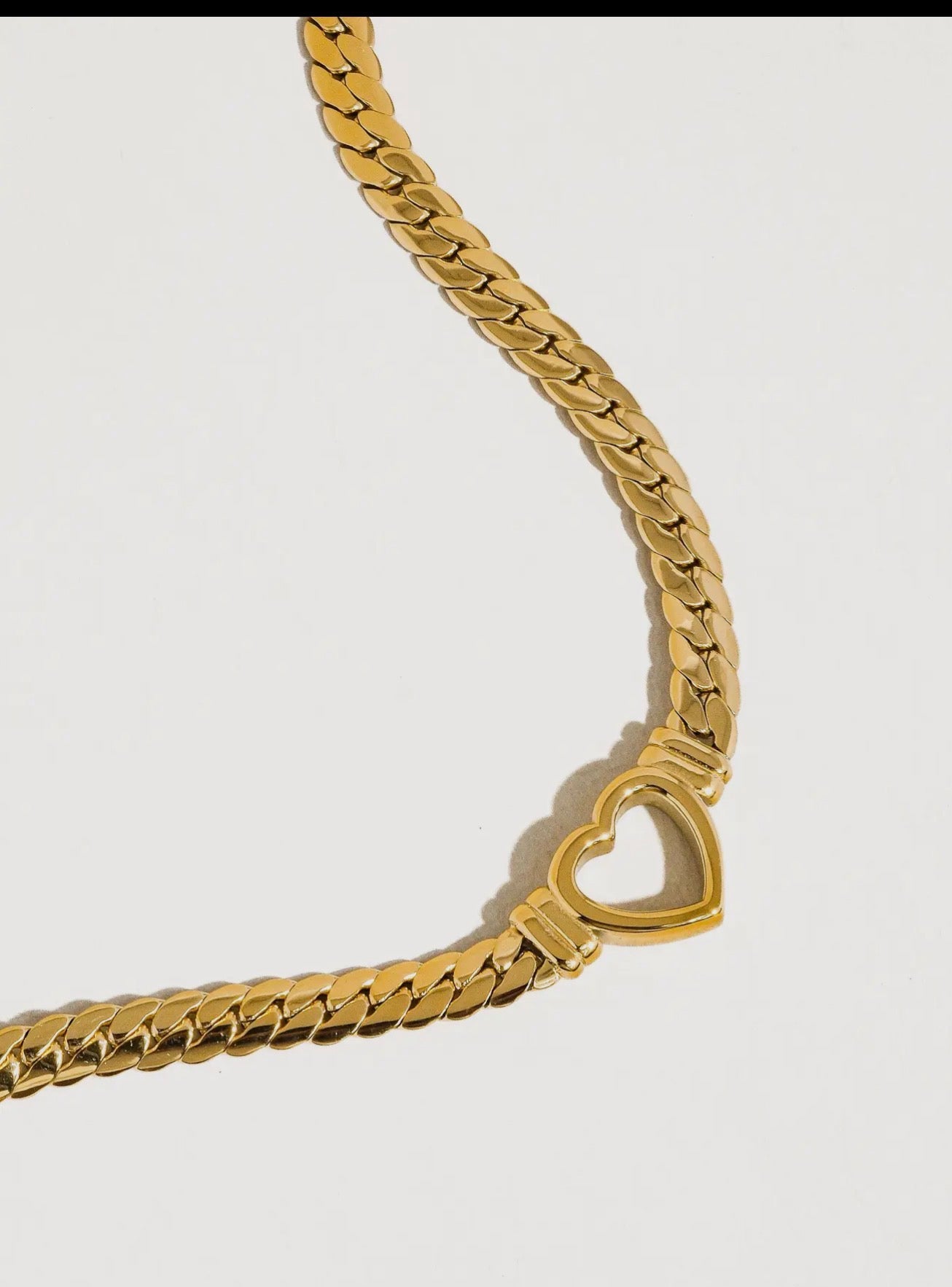 TESSA 14K NON-TARNISH HEART SNAKE CHAIN NECKLACE