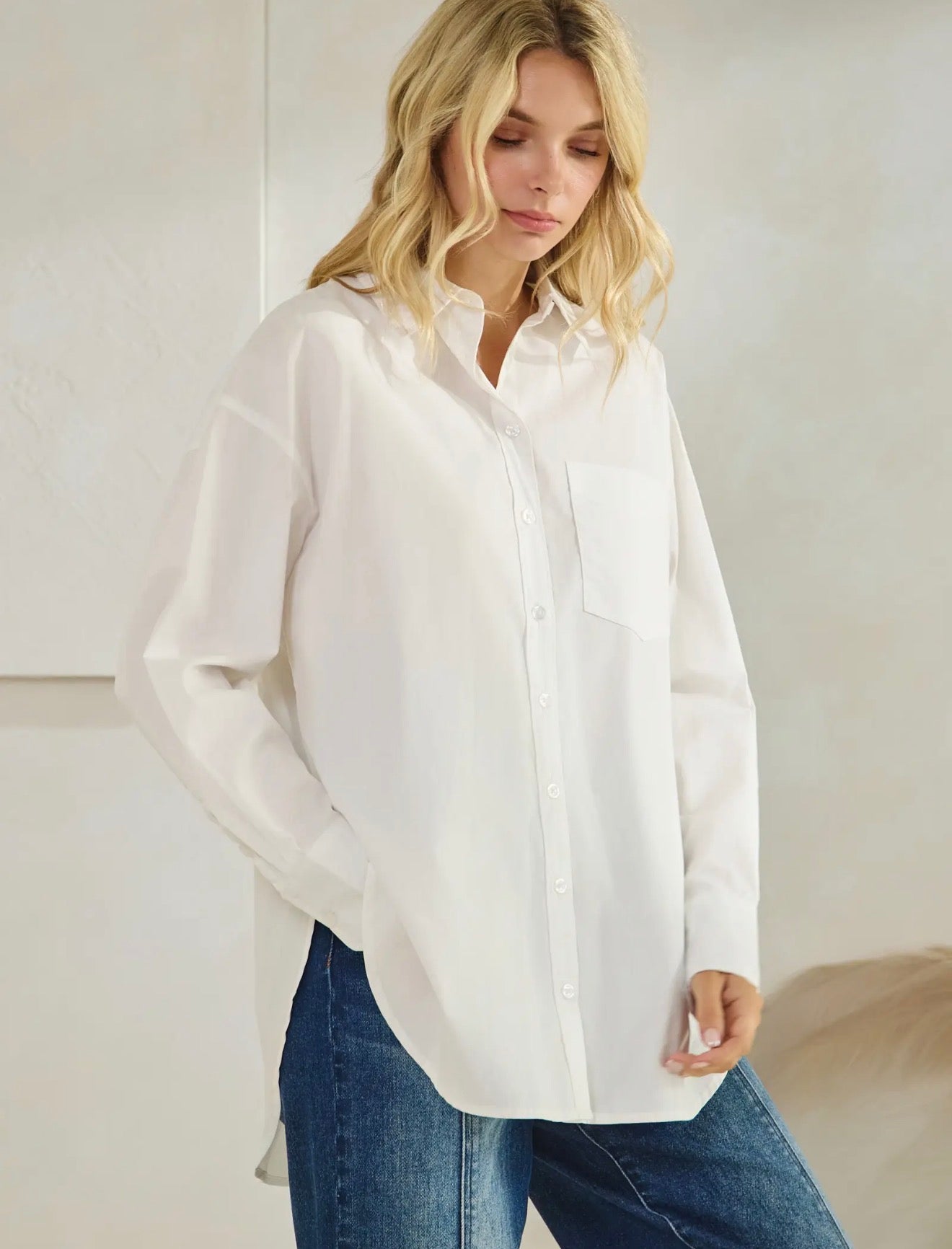 Crisp White Button-down Top