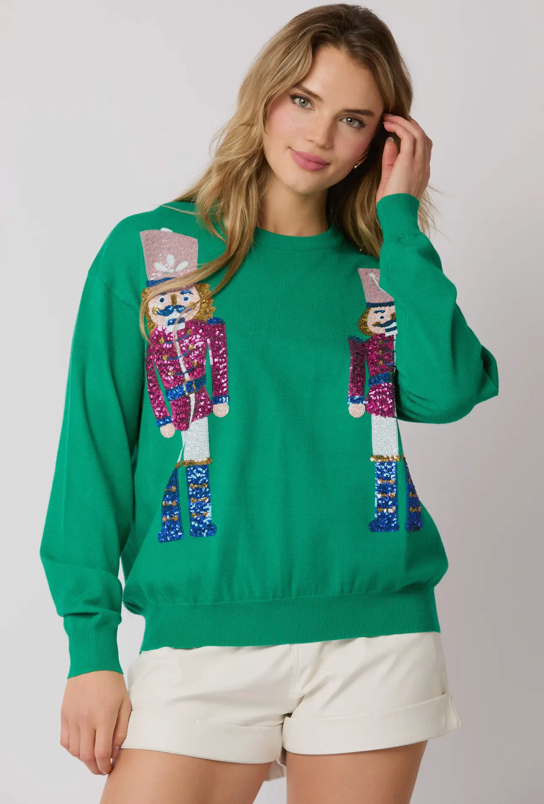 Green Sequin Nutcracker Sweater
