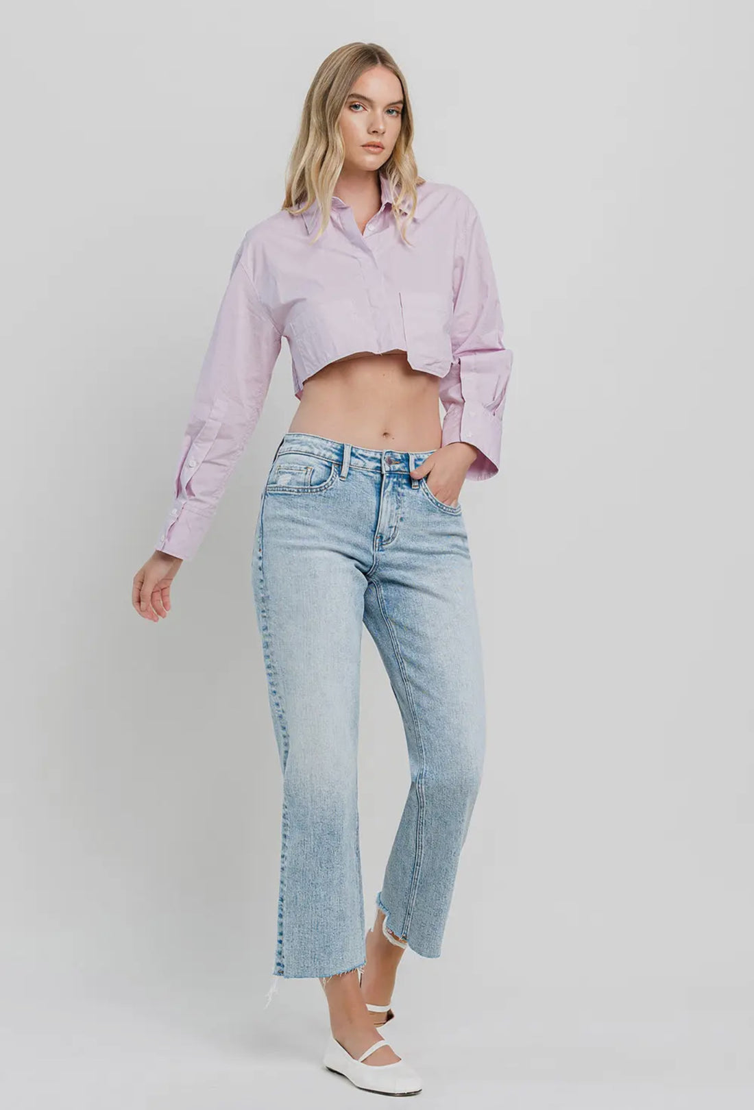 High Rise Raw Hem Dad Jeans