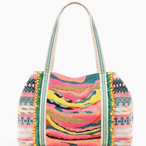 DAPHNE EMBELLISHED TOTE-MULTI-COLORED HAND BEADED TOTE