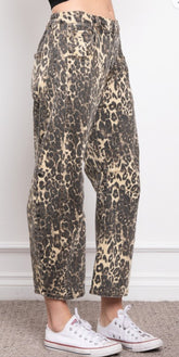 Leopard Print Barrel Jeans