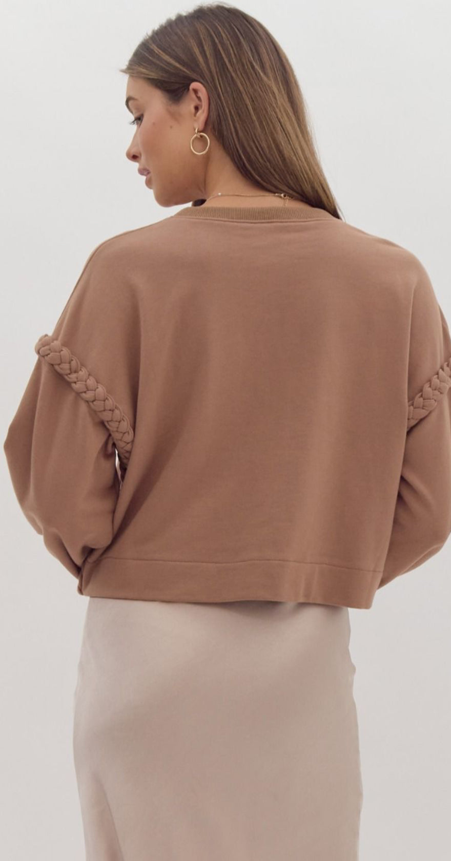Mocha Braided Long Sleeve Top