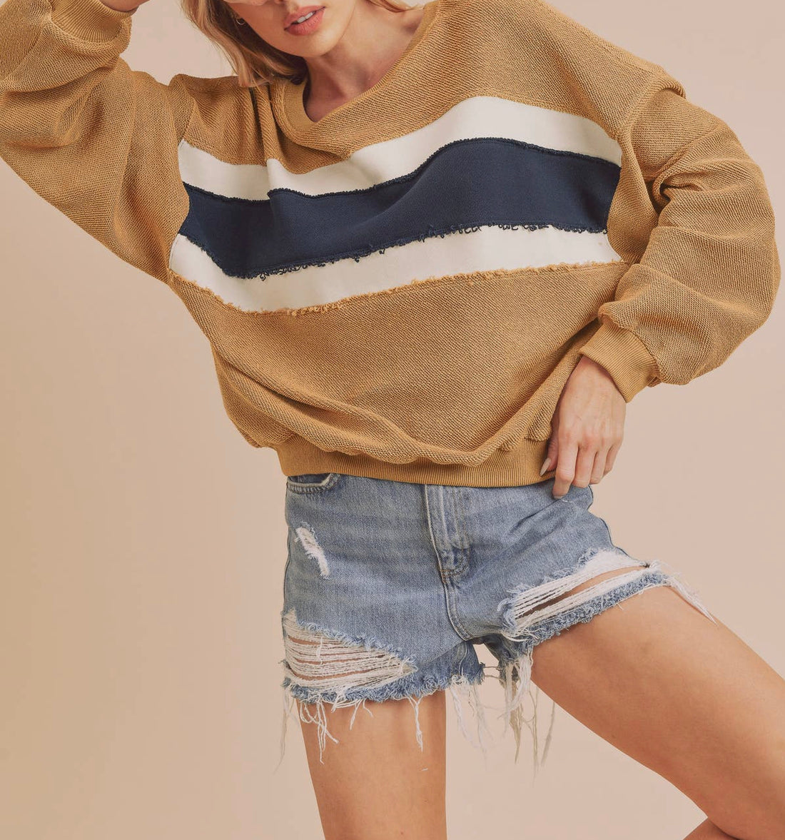 Mustard Winnie Striped Pullover Sweater