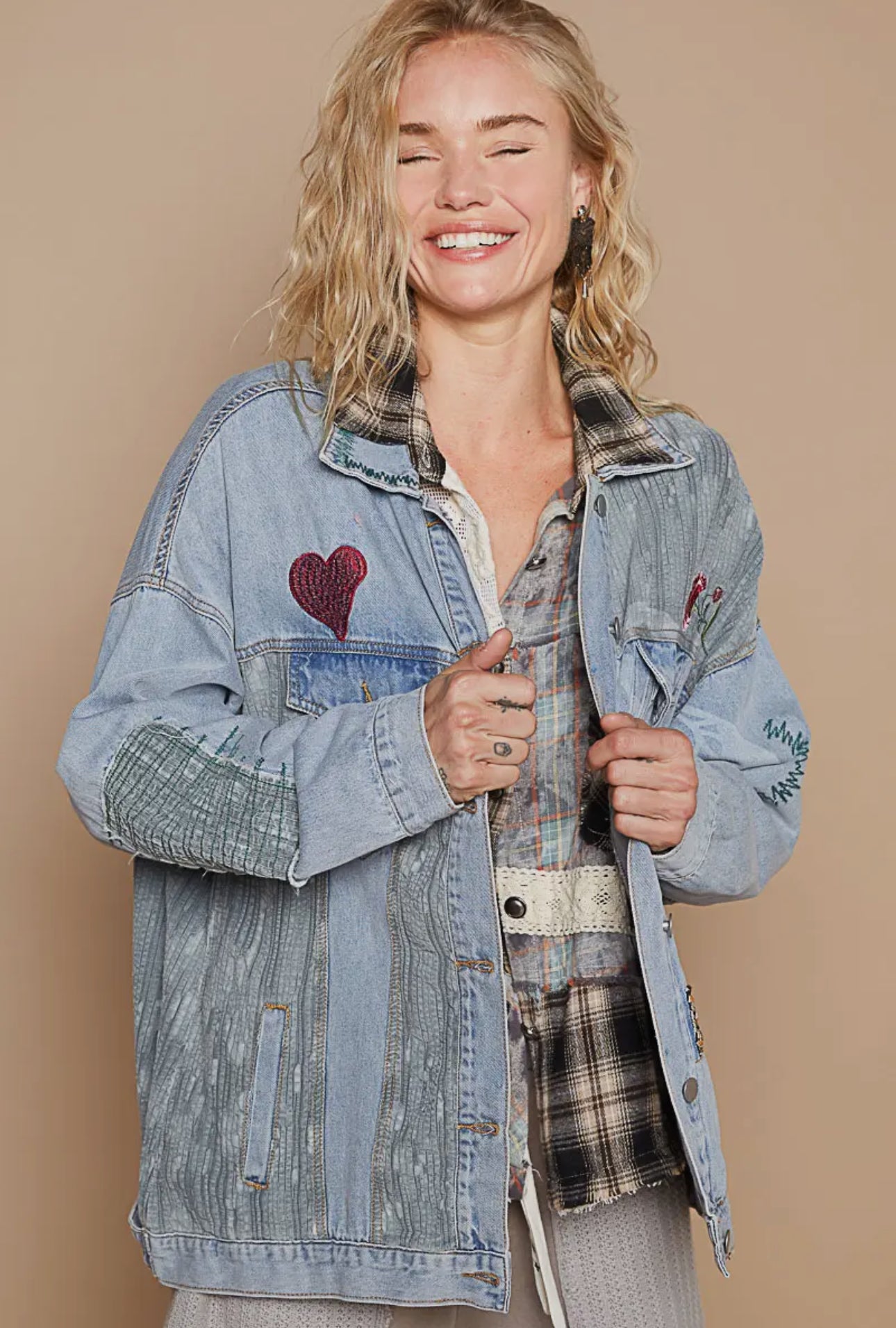 Oversized Denim Patch Jacket