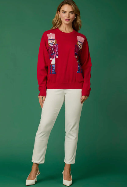 Red Sequin Nutcracker Sweater