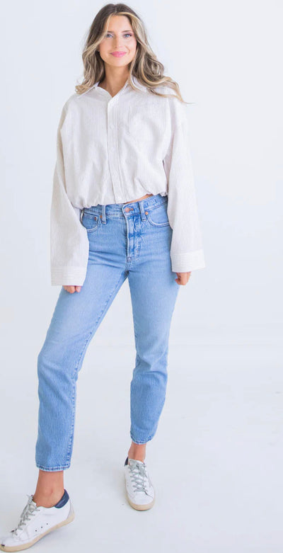 Seersucker Stripe Bubble Top