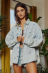 Star Print Washed Denim Shirt Jacket