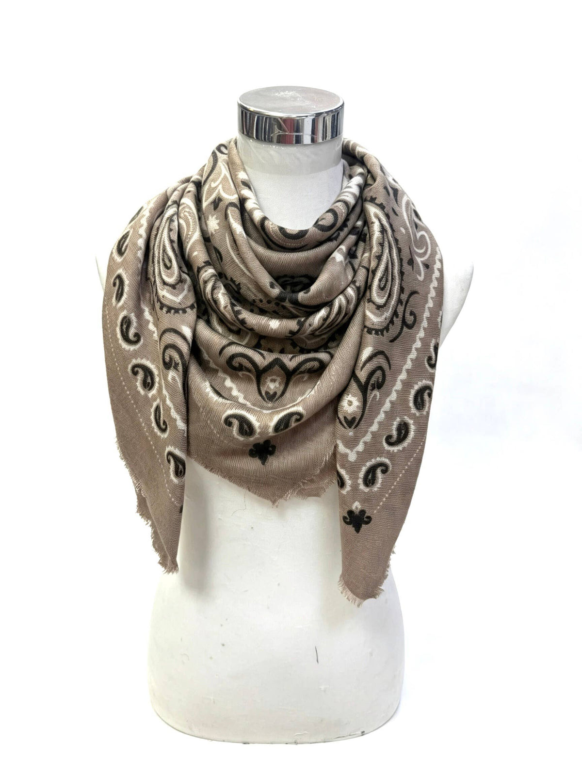 Wool Blend Bandana Scarf – Taupe