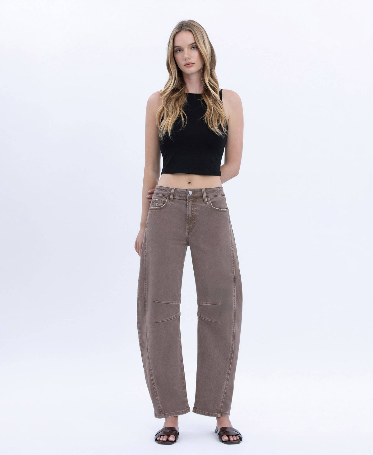HIGH RISE CROP BARREL JEANS