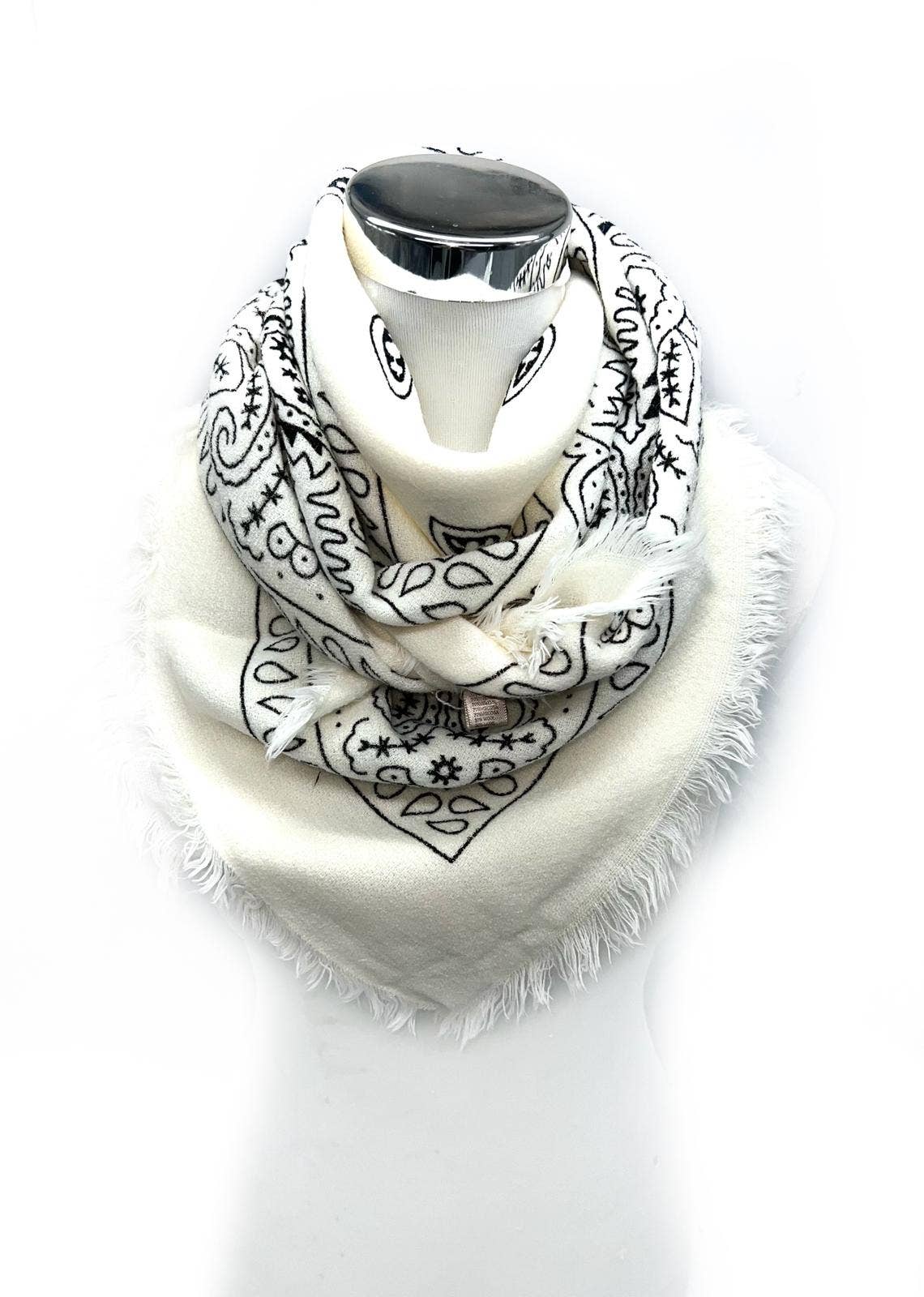 Large Square Bandana Scarf – White