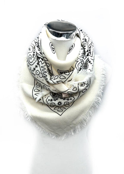 Large Square Bandana Scarf – White