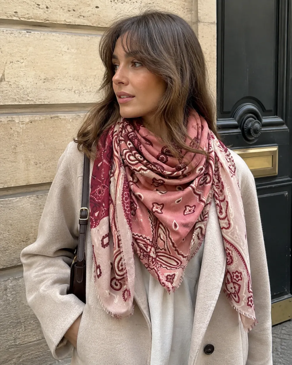 Pink &amp; Maroon Paisley Scarf