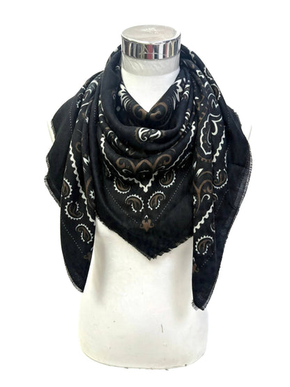 Large Woolen Square Bandana: Black