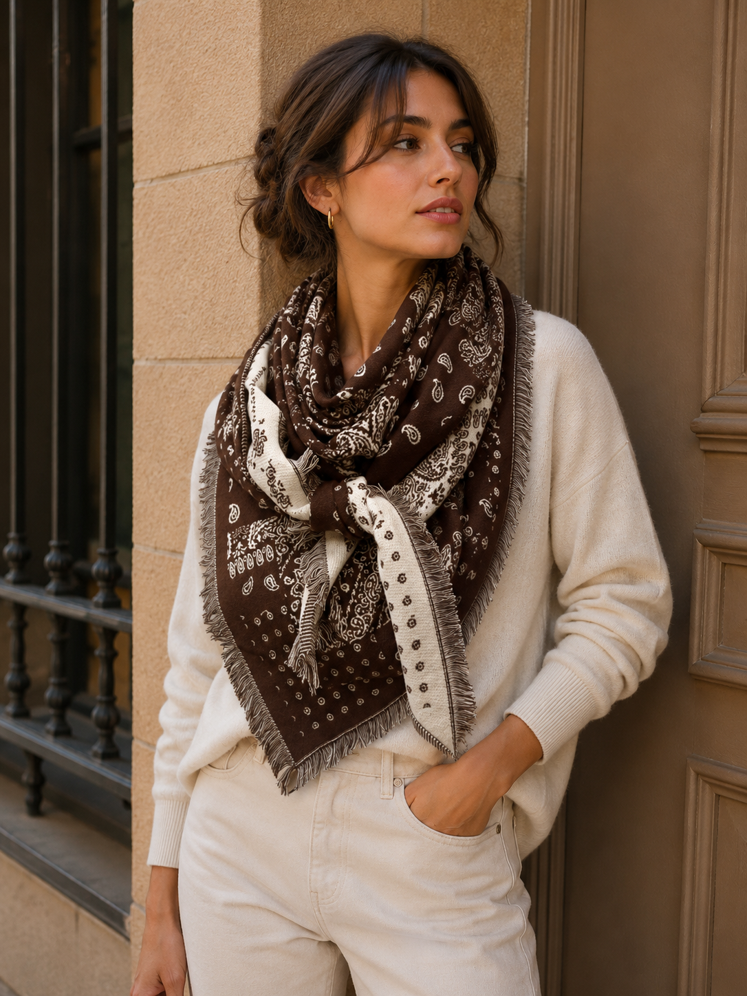 Café Paisley 2-in-1 Triangle Scarf