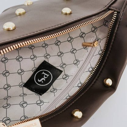 Chic Gold Studded Westlyn Bum Bag: Black