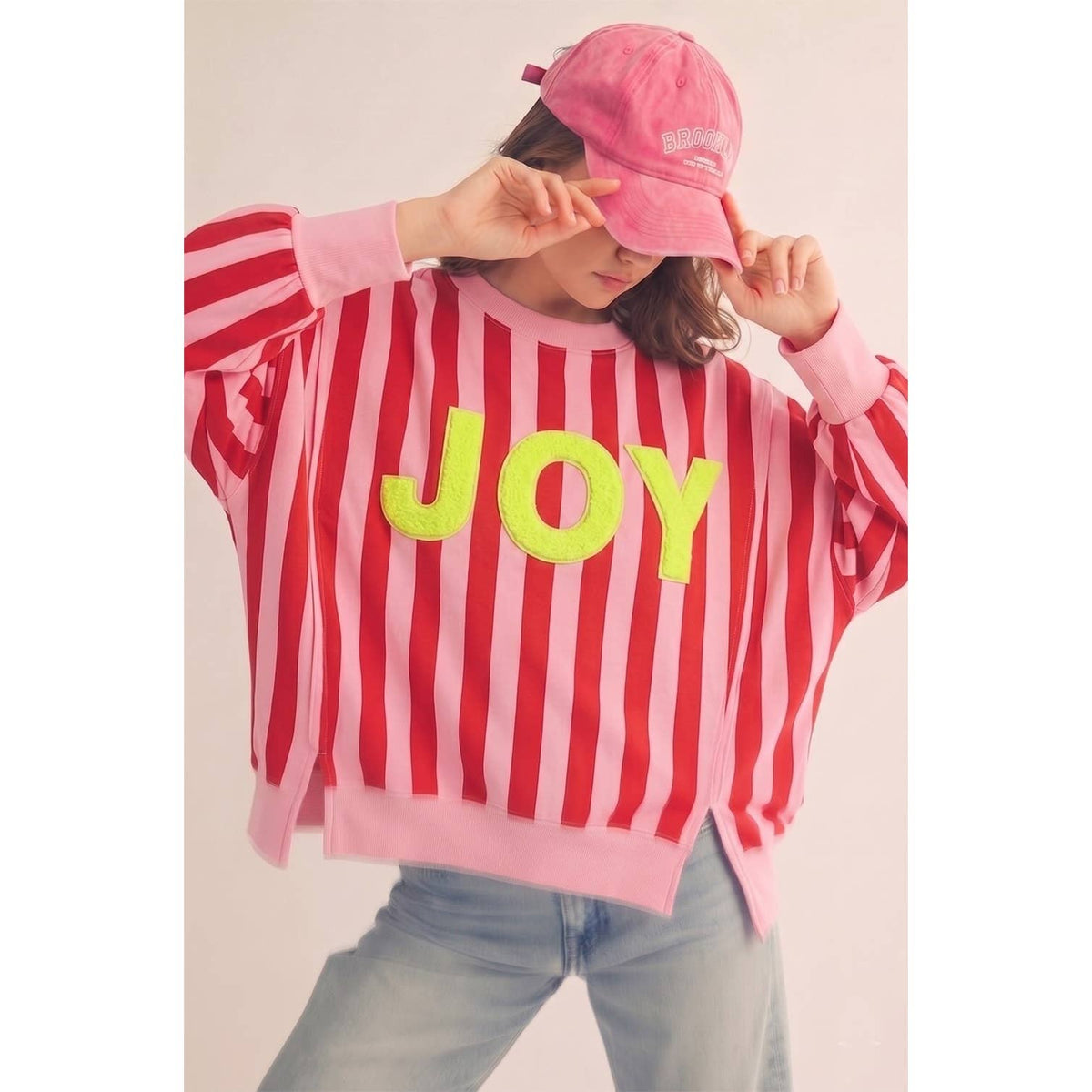 Pink and Red Striped Merry Sweatshirt