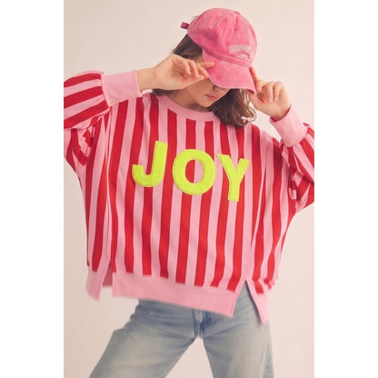 Pink and Red Striped Merry Sweatshirt