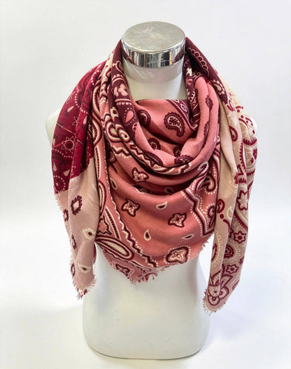 Pink &amp; Maroon Paisley Scarf