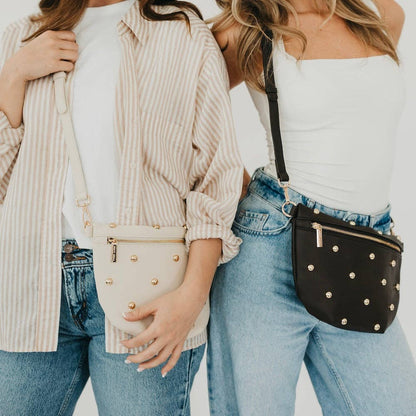 Chic Gold Studded Westlyn Bum Bag: Chocolate