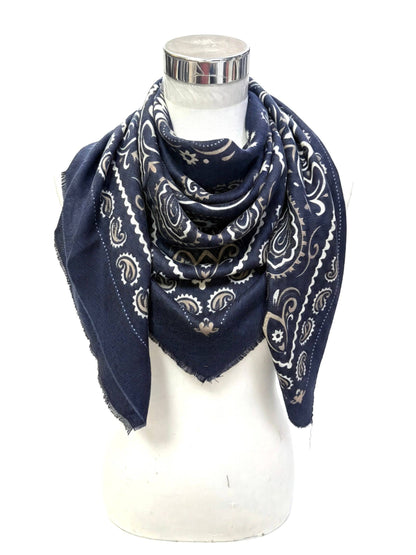 Large Woolen Square Bandana: Blue