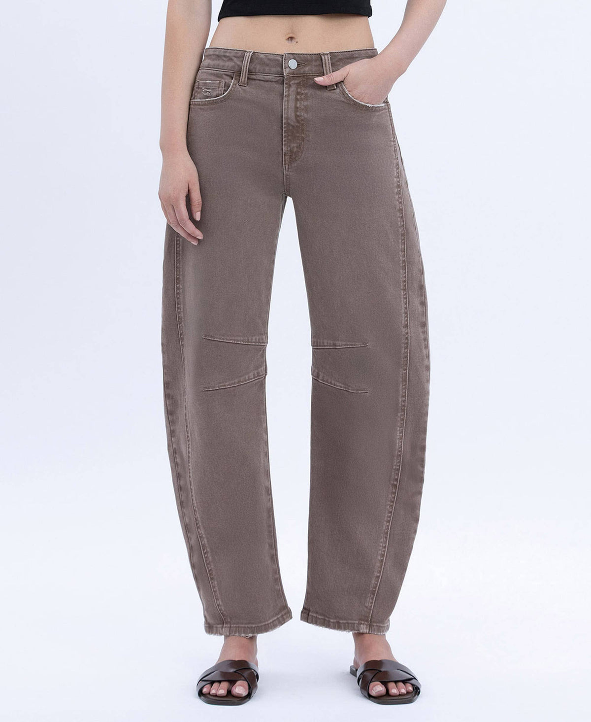 HIGH RISE CROP BARREL JEANS