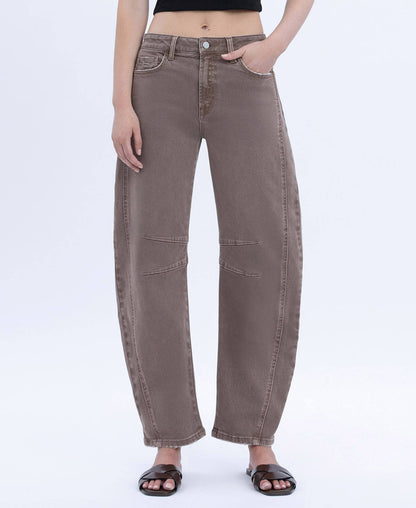 HIGH RISE CROP BARREL JEANS