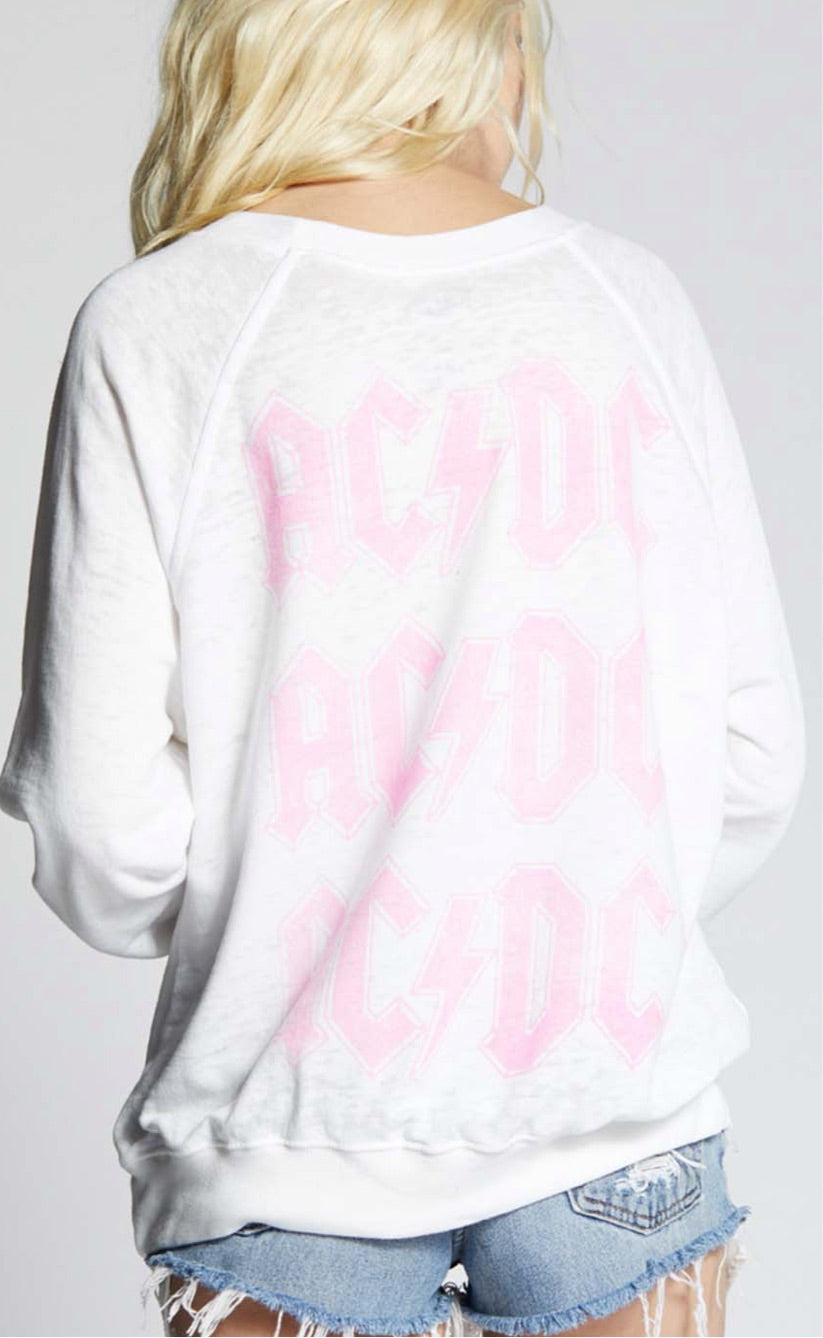 AC/DC Pink Bolt Long Sleeve Sweater