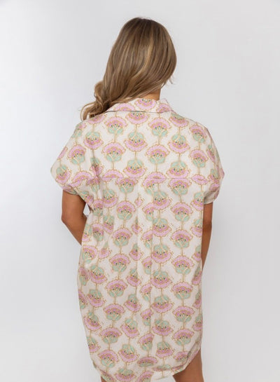 KARLIE: Paris Floral Vneck Collar Shirt Dress